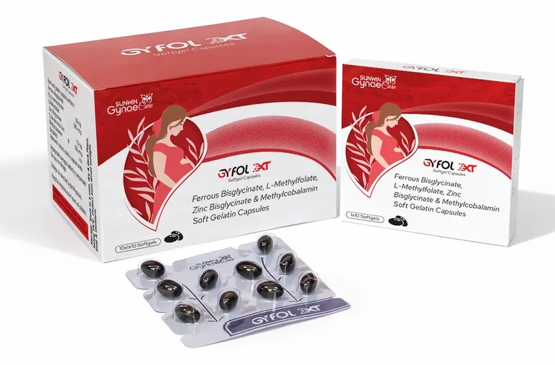 GYFOL XT Softgel Capsule (Ferrous Bisglycinate 60 mg elemental iron + L-Methylfolate 500 mcg + Zinc Bisglycinate 15 mg elemental zinc + Methylcobalamin 500 mcg), 10 x 1 x 10 softgel capsules (Blister)